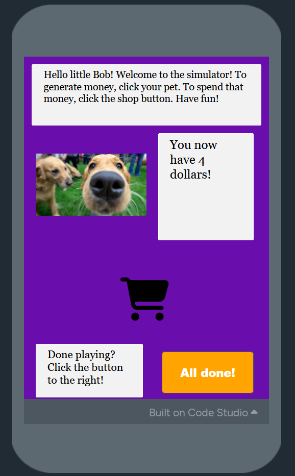 Virtual Pet Simulator game interface